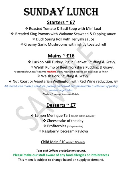 Buffet Menu 1